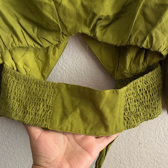 Sovere Women’s Green Bell Sleeve Wrap Linen Blend Top S - Picture 6 of 14